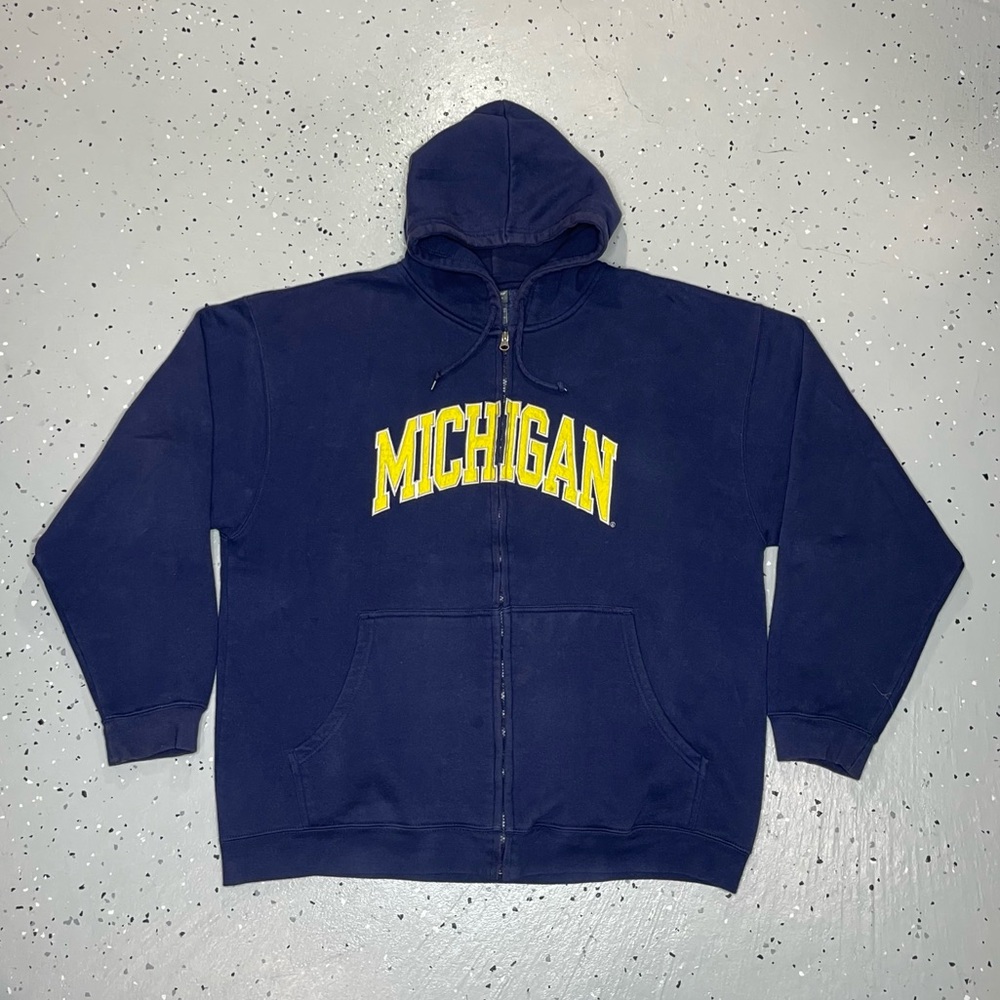 Michigan Wolverines Full Zip Hoodie Sweatshirt Pro Edge Mens Size 2XL